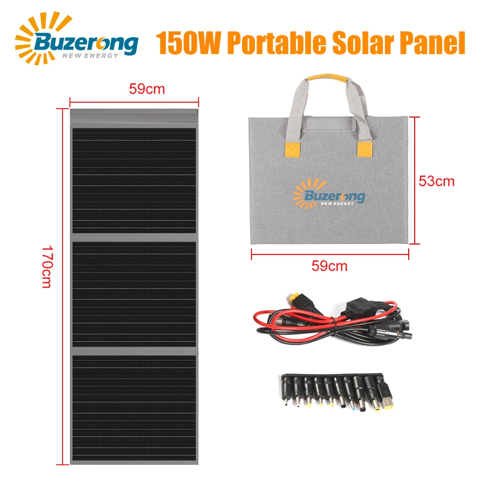 150W Solar Panel Foldable Kit Portable Solar Charger with USB Charge Stabilize Battery Charger For Outdoor Camping Phone Tablet