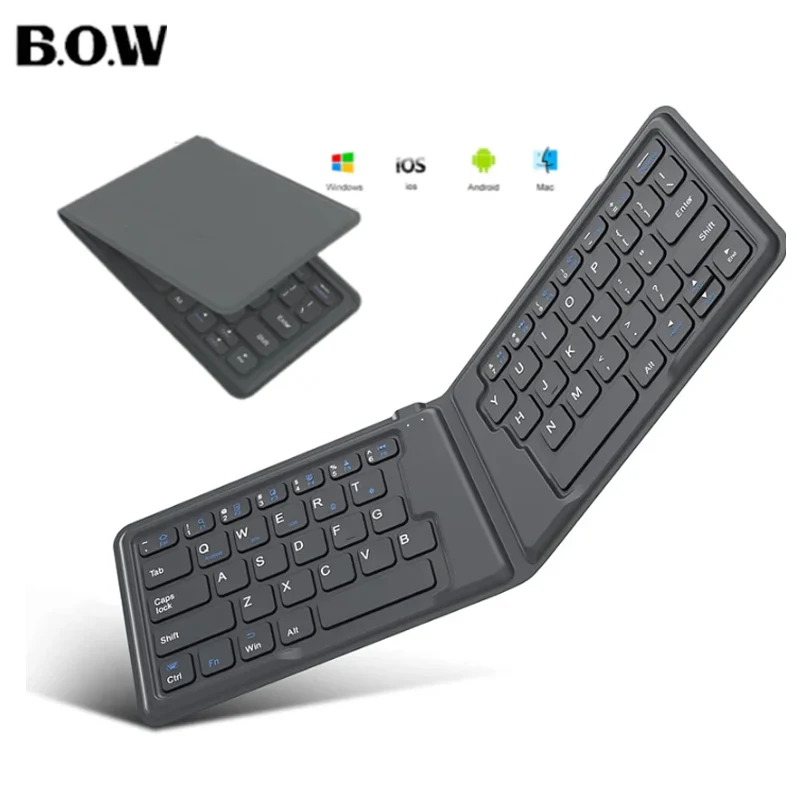 BOW Bluetooth Foldable Mobile Phone Keyboard Rechargable Portable Wireless Folding Keyboard for iPhone Huawei Phone