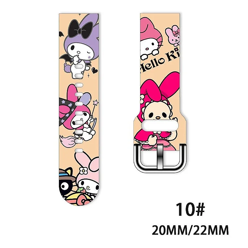 Sanrios Strap Cartoon Cute Mymelody Series Printed Strap Suitable for Huawei GT Samsung Watch 4/5 Generation Fitbit Versa2/3