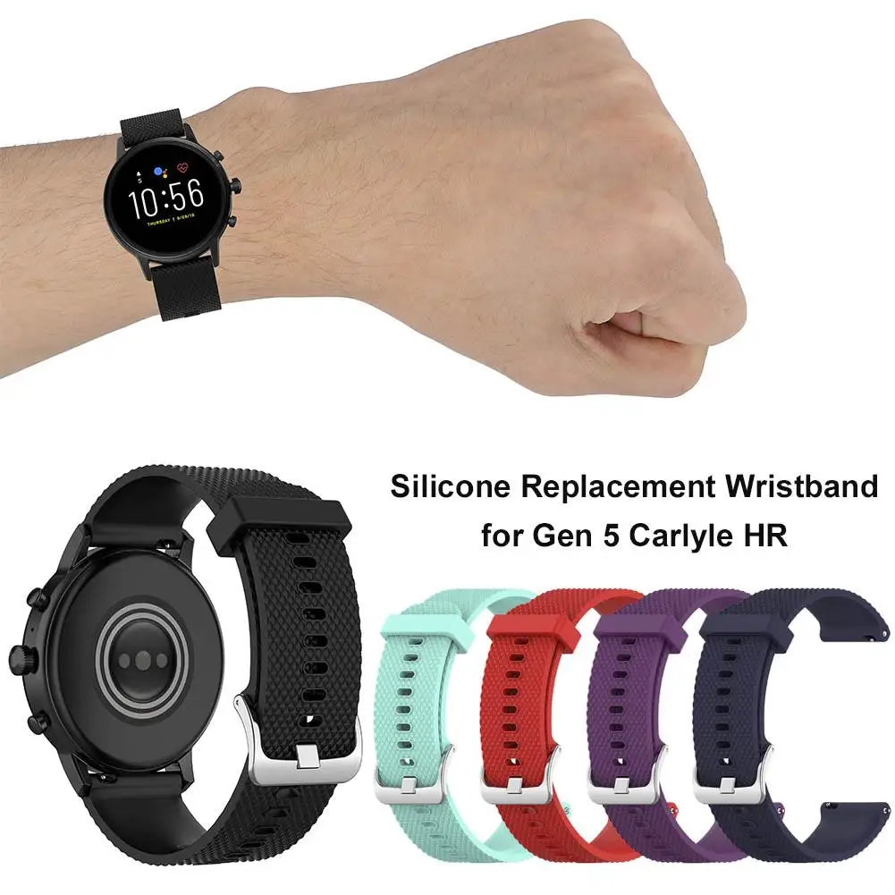 Watch Strap Band Silicone Bracelet For 22mm Fossil Gen 5 Carlyle HR Women Men Fitness Smart Watch Band Replacement Wrist Band